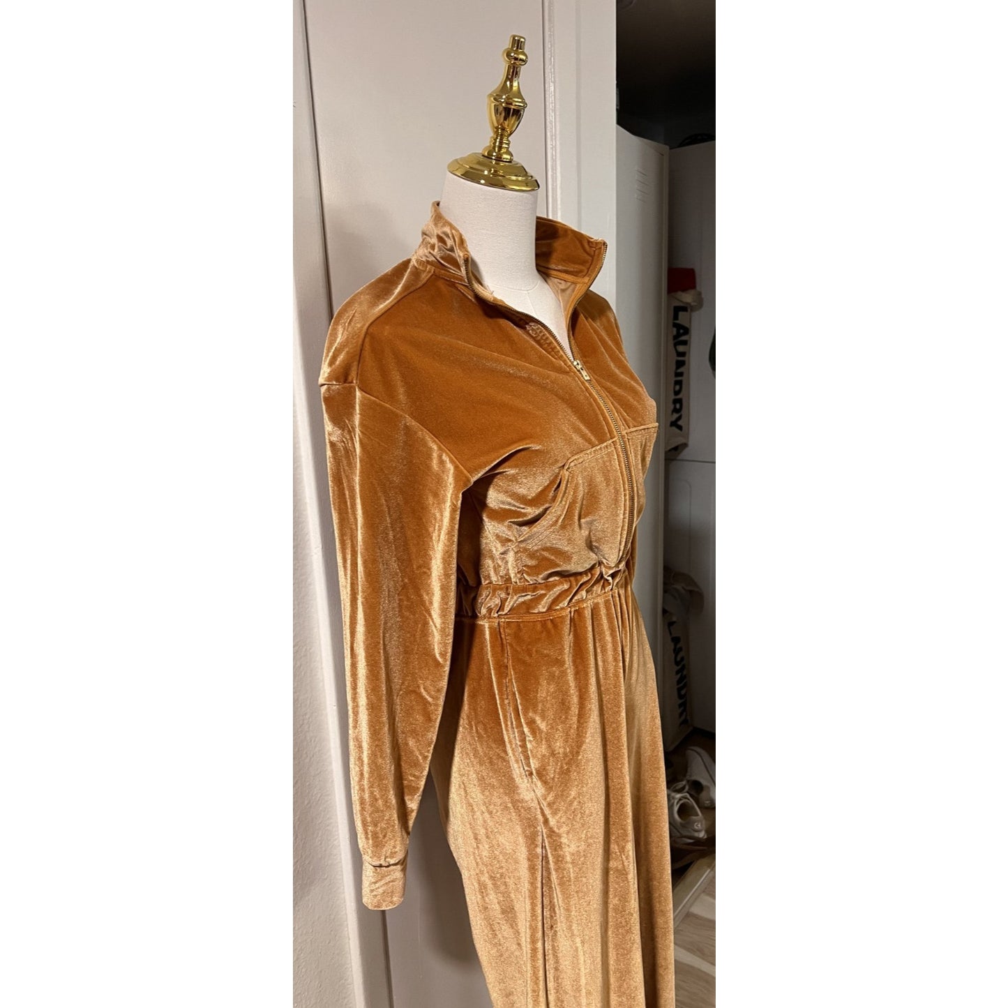 Fabletics Women's Rust Orange Half Zip Velour Jumpsuit Size XXS