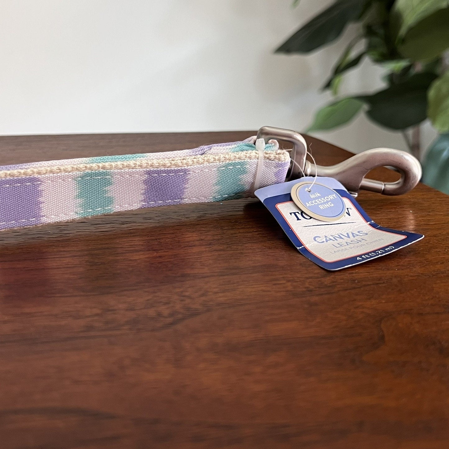 NWT Top Paw 4’ Short Canvas Tie Dye Purple Teal Unisex Puppy Dog Leash D-Ring