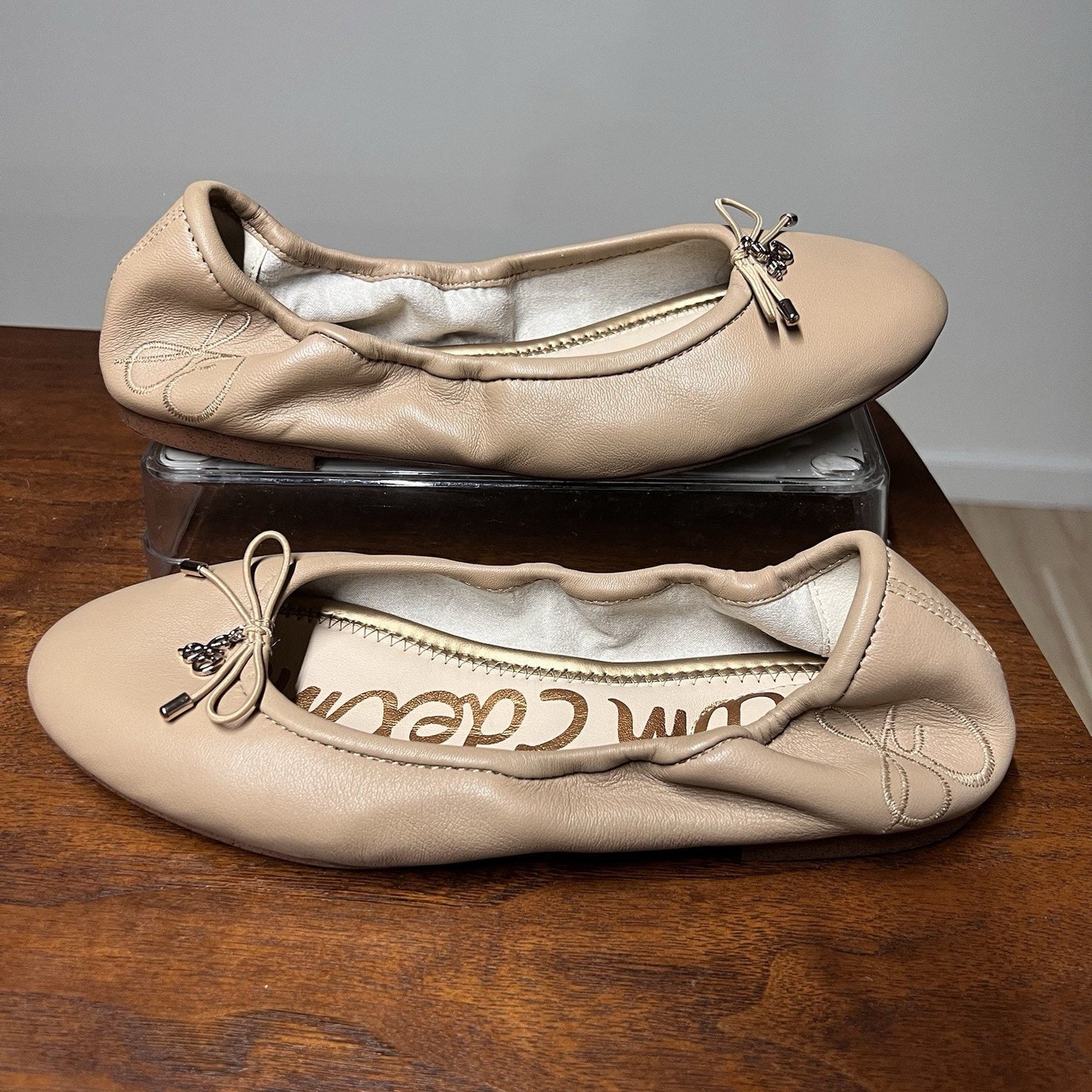 Sam Edelman Felicia Leather Ballet Flat (7) Nude French Sand Beige Neutral Tan