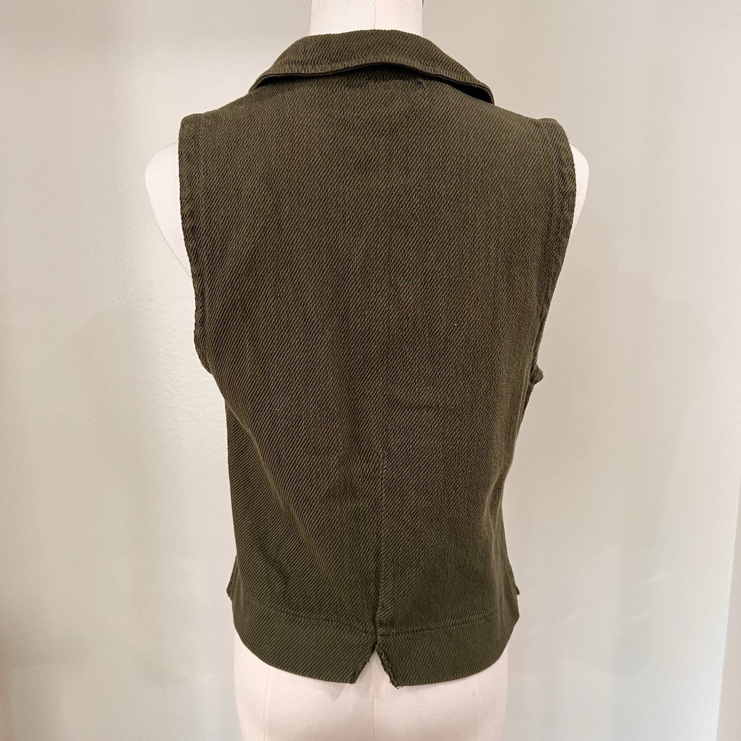 Lurdes Bergada Womens Vest (M) Utility Architectural Urban Lagenlook Green Twill