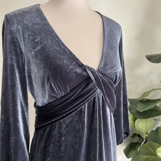 NWT $175 Laundry by Shelli Segal (8) Velvet Twist Front Midi Long Sleeve Dress