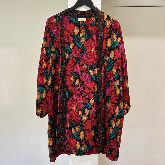 Vintage Gold Label Victoria’s Secret Silk Kimono Robe (M) Dressing Gown Boudoir