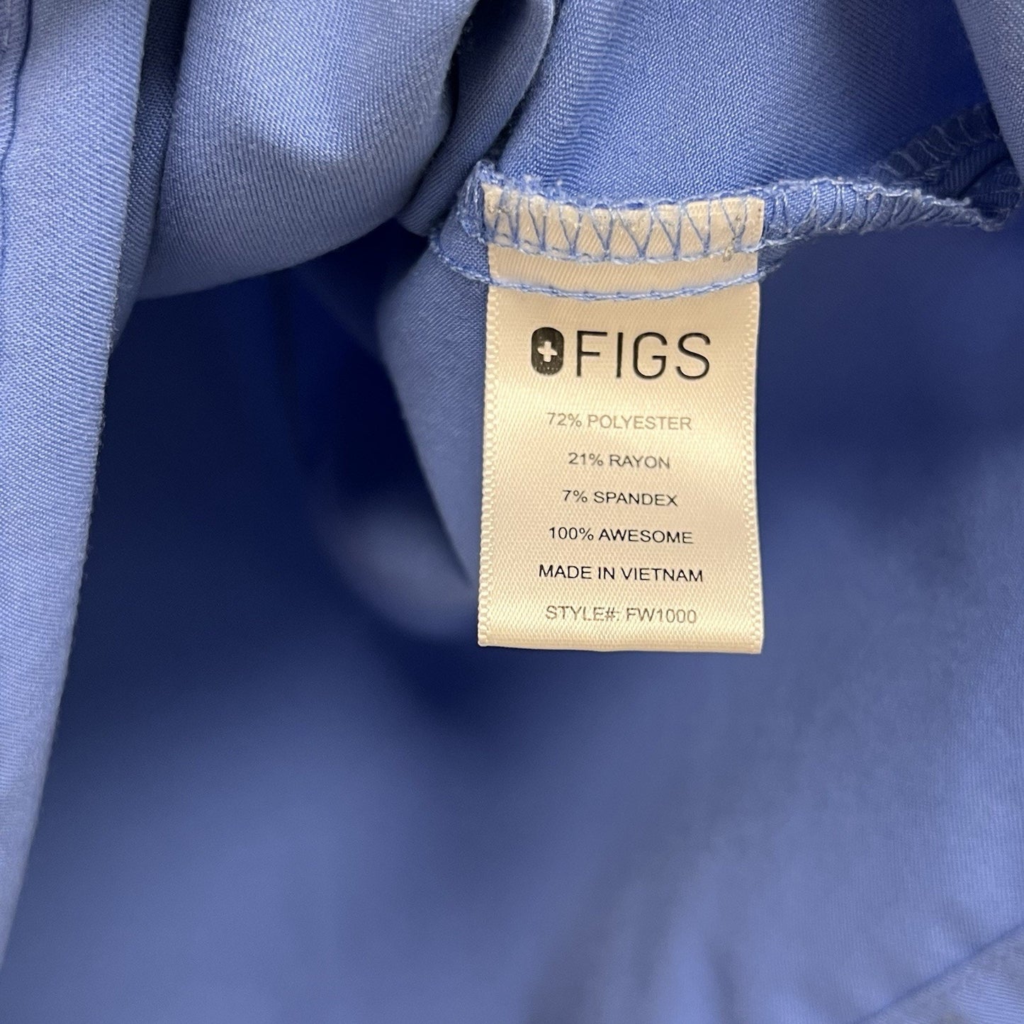 FIGS Women’s Catarina One Pocket PO#1500 Scrub Top #FW1000 Blue V-Neck Medical