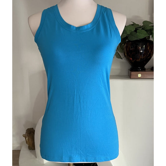 Lucy Tank Top Women (S) Blue Lucy Stretch Sleeveless Shirt Yoga Athletic Run Gym