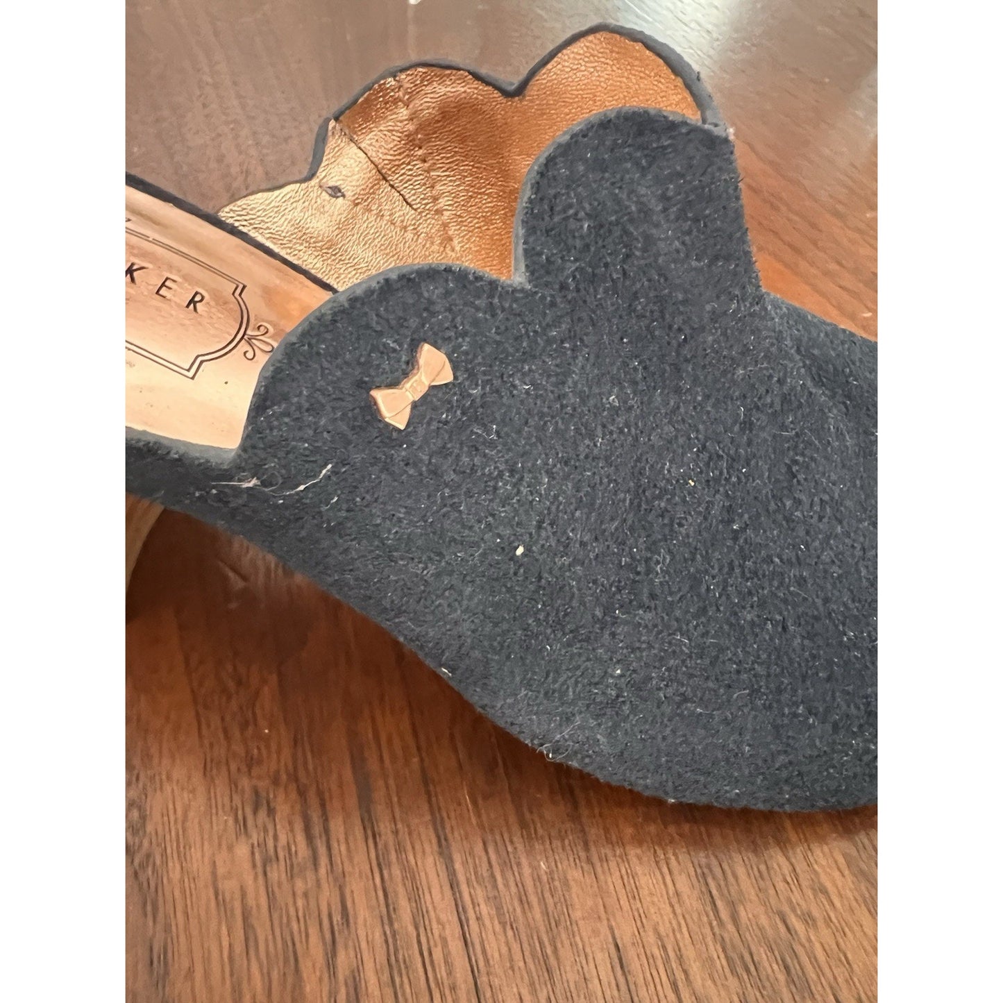 Ted Baker Women's Zinia Slide Perp Toe Suede Sandal Black Color Sz 37.5 EU 7 US