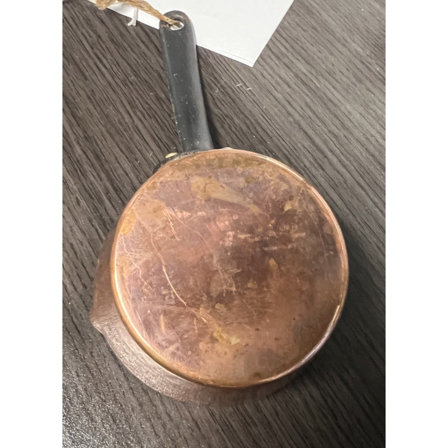 Vintage Hammered Copper Measuring Cup w/ Pour Spout & Cast Iron Handle