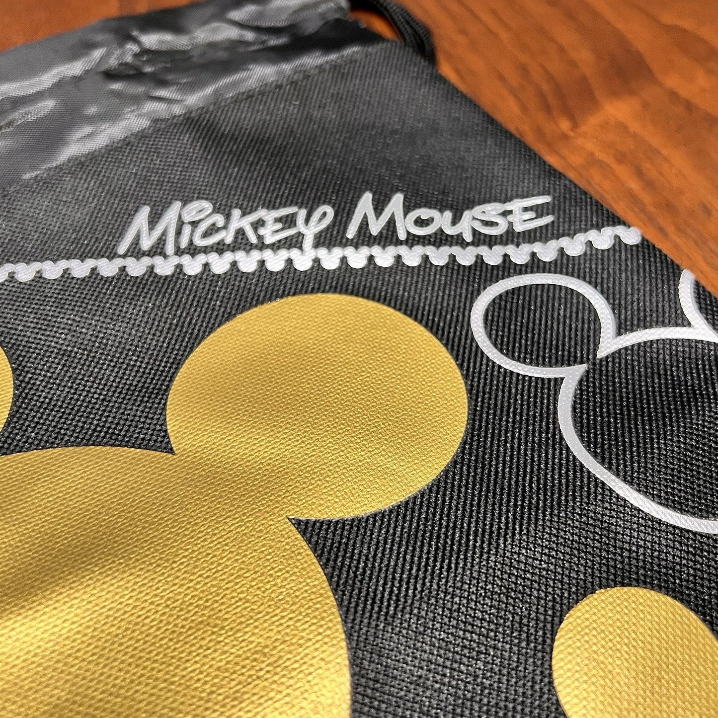 NWT Pair Disney Mickey Mouse Gold Black Silver Drawstring Cinch Bag Backpack Set