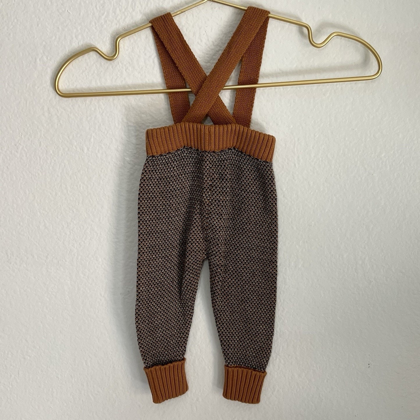 TUN TUN Suspender Pants Pima Cotton Ribbed 3-6 Mo Baby Designer Handmade Artisan