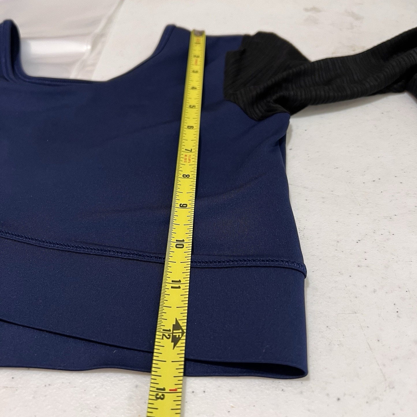 Ivy Park Adidas Beyoncé Crop Sports Top (S) Mesh Long Sleeve Blue Black Compress