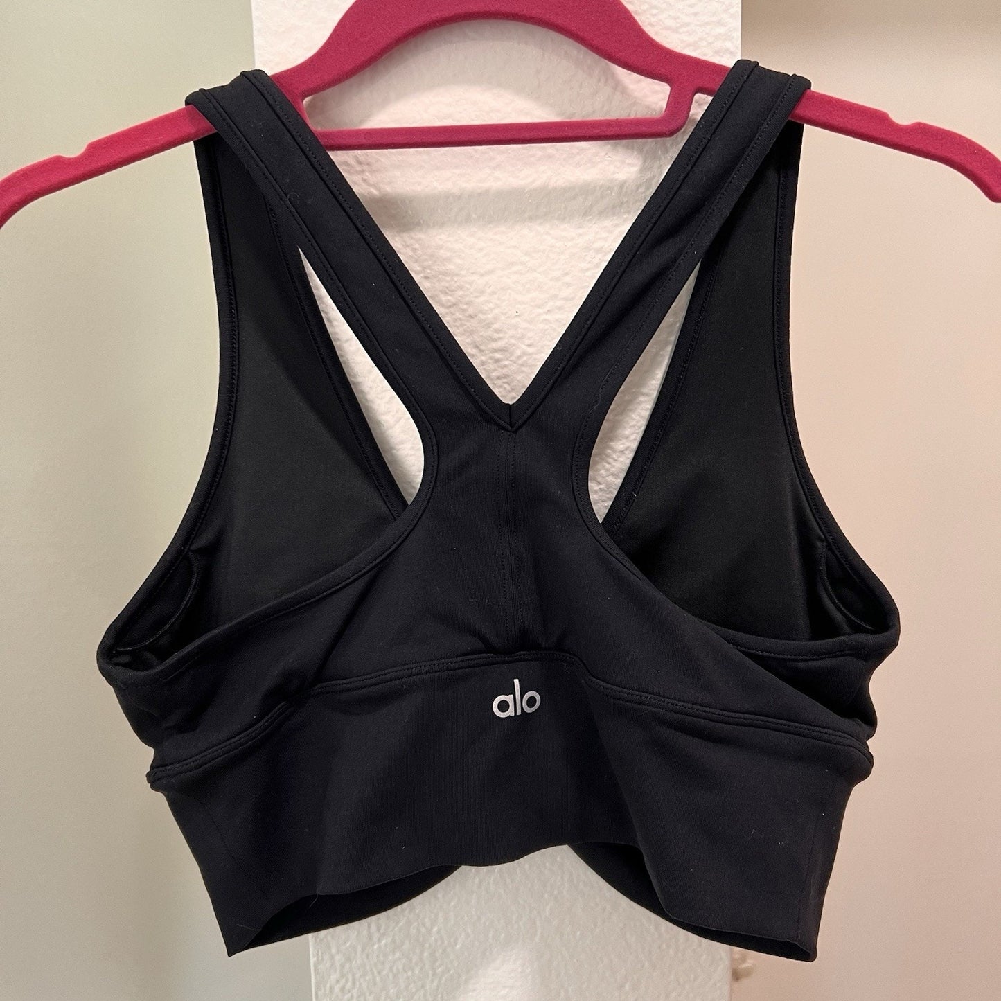 Alo Yoga Wild Thing Sports Bra Medium Black Ruched Racerback Crop Supportive