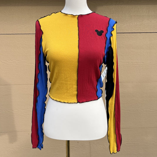 NWT Samii Ryan (M) Mickey Mouse Disney Long Sleeve Top Color Block Retro y2k