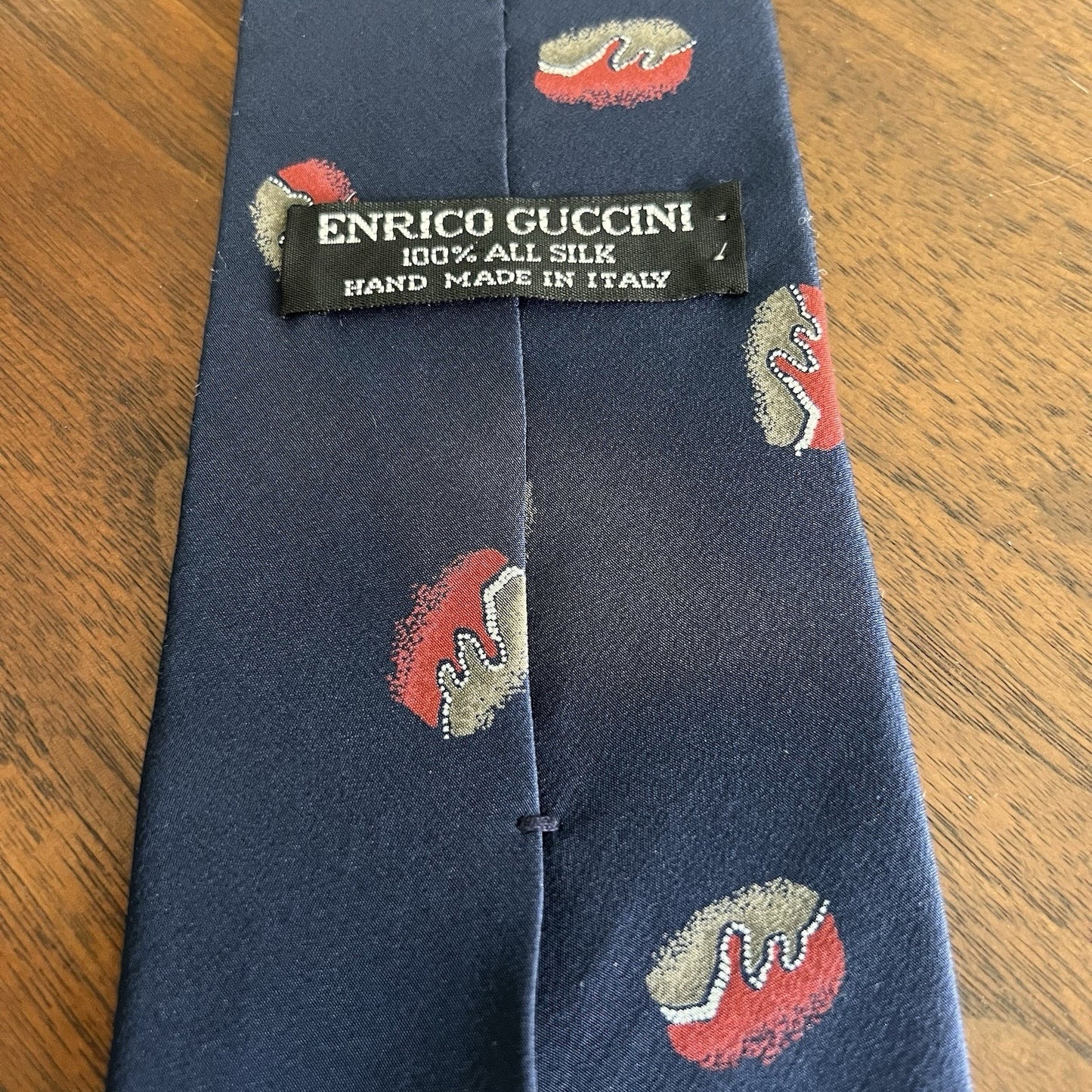 Enrico Guccini Short 100% Silk Tie Handmade In Italy Amoeba Vintage Blue