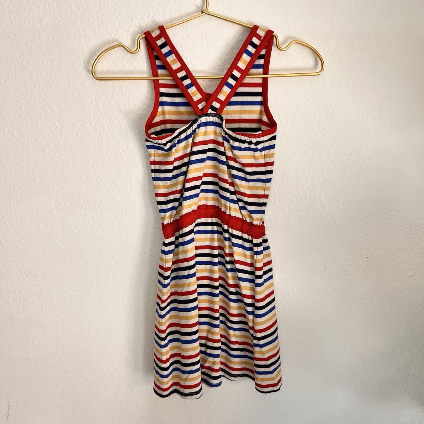 Hanna Andersson Girls Sz 6/7 Vintage Retro Summer Dress Cotton Stripe Sz 120