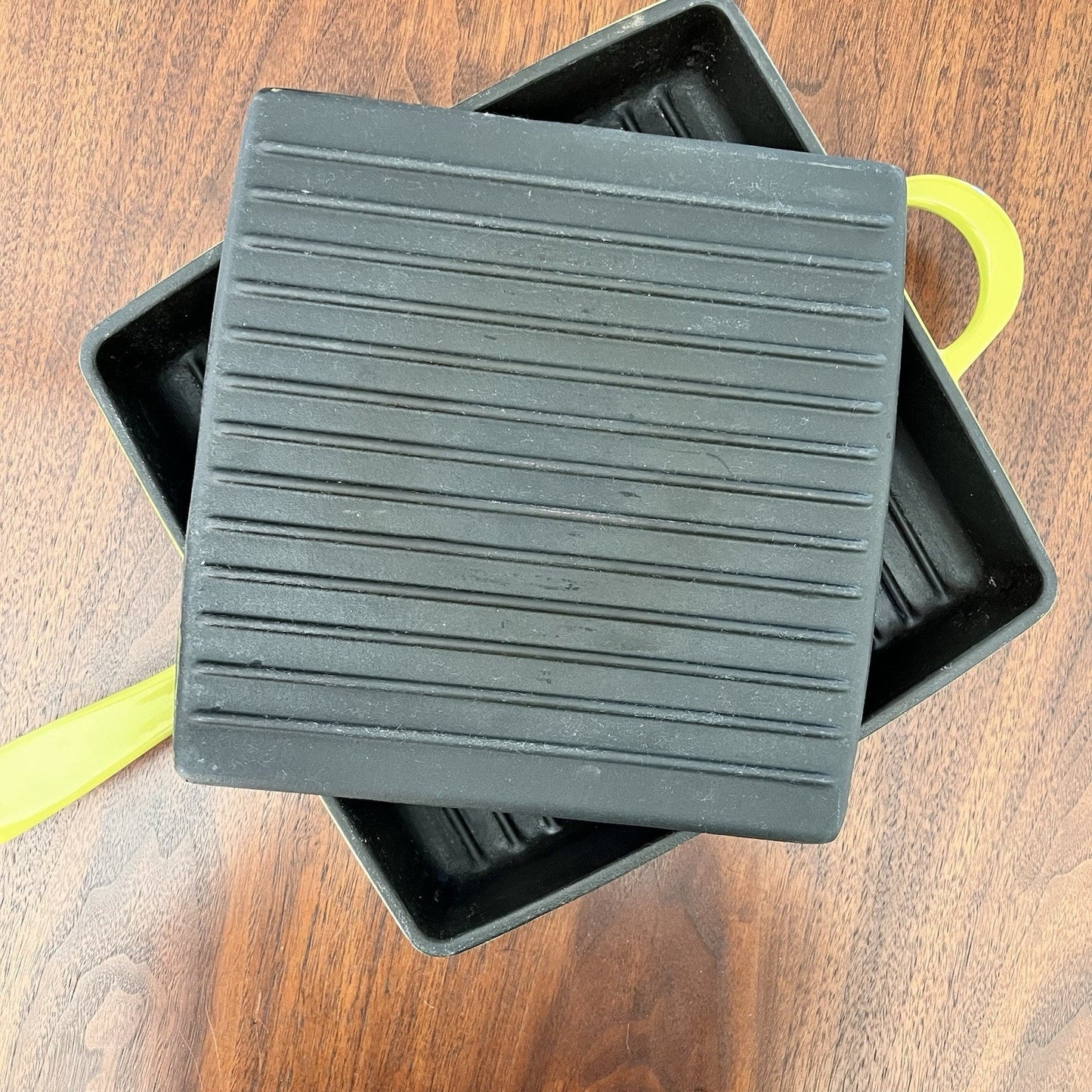 11” Mario Batali Green Porcelain Enameled Cast Iron Grill Pan Panini Press
