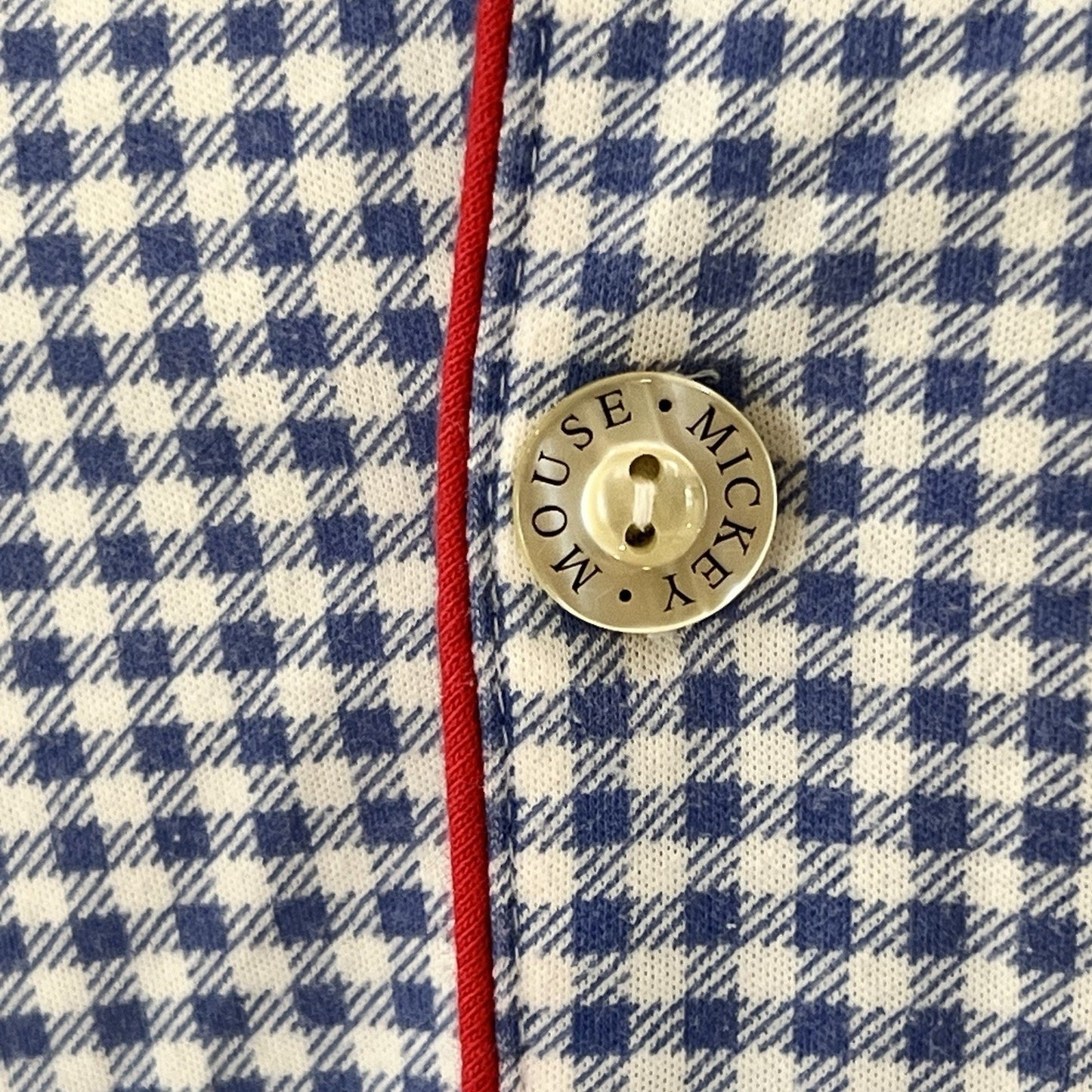 Vintage Mickey Mouse Button Front Women Pajama Shirt (L) Gingham Cozy Nostalgic