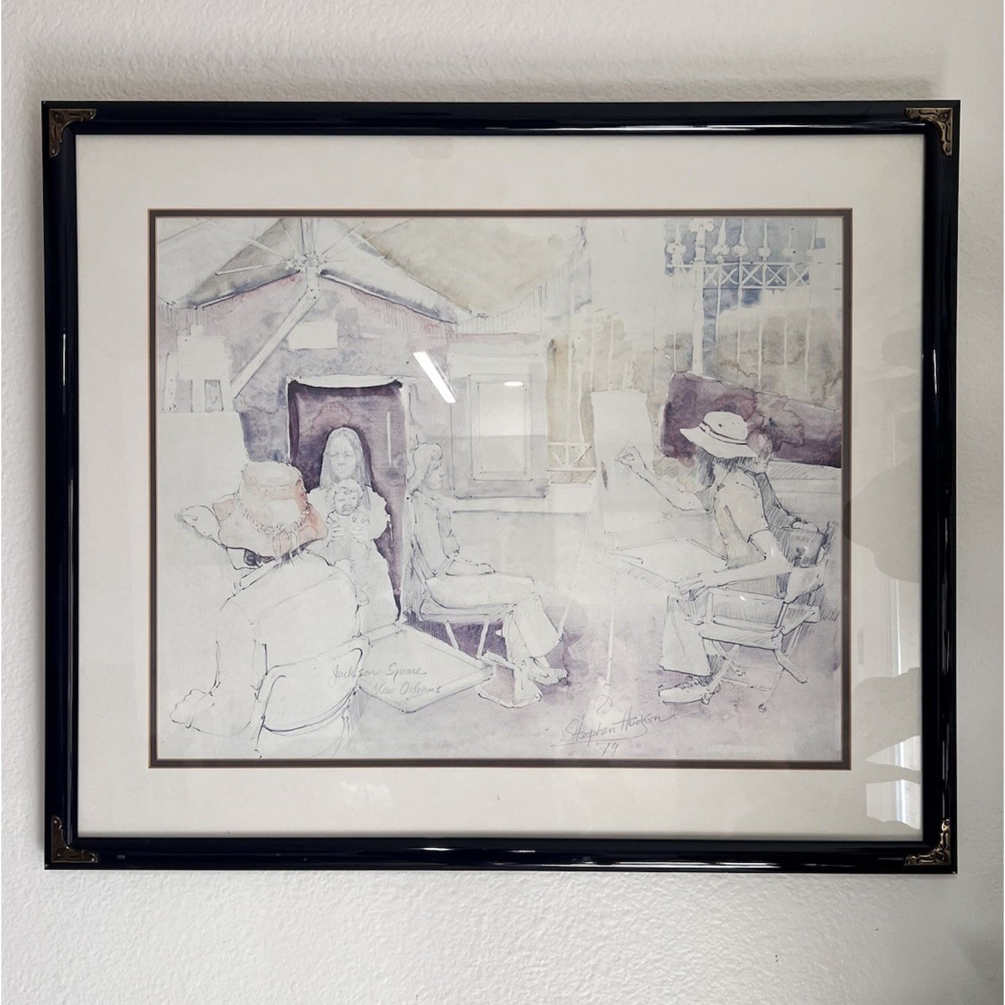 Vtg 1979 Watercolor Original By Stephen Hudson “Jackson Square New Orleans”
