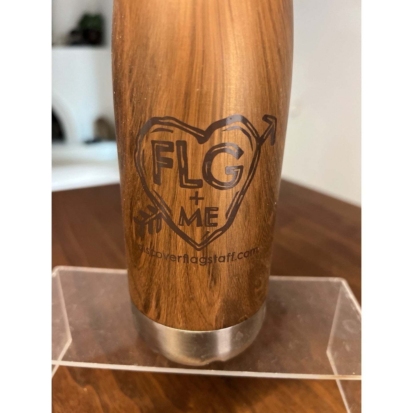 Discover Flagstaff AZ Insulated Metal Water Bottle 16 Oz Wood Grain Twist Top
