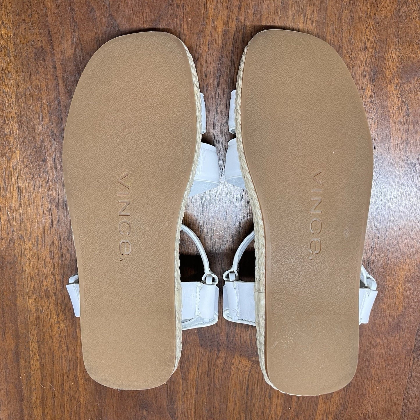 Vince Elian Leather Espadrille Sandal 6M White 36 EU Designer Luxury Cork