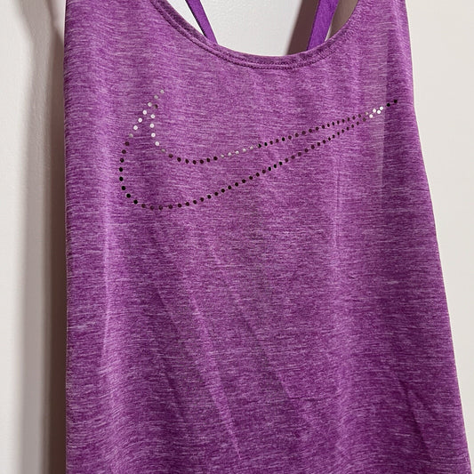 NWT (L) Nike Dri Fit Elastika Keyhole Tank Top Stay Cool Loose Fit Purple Womens