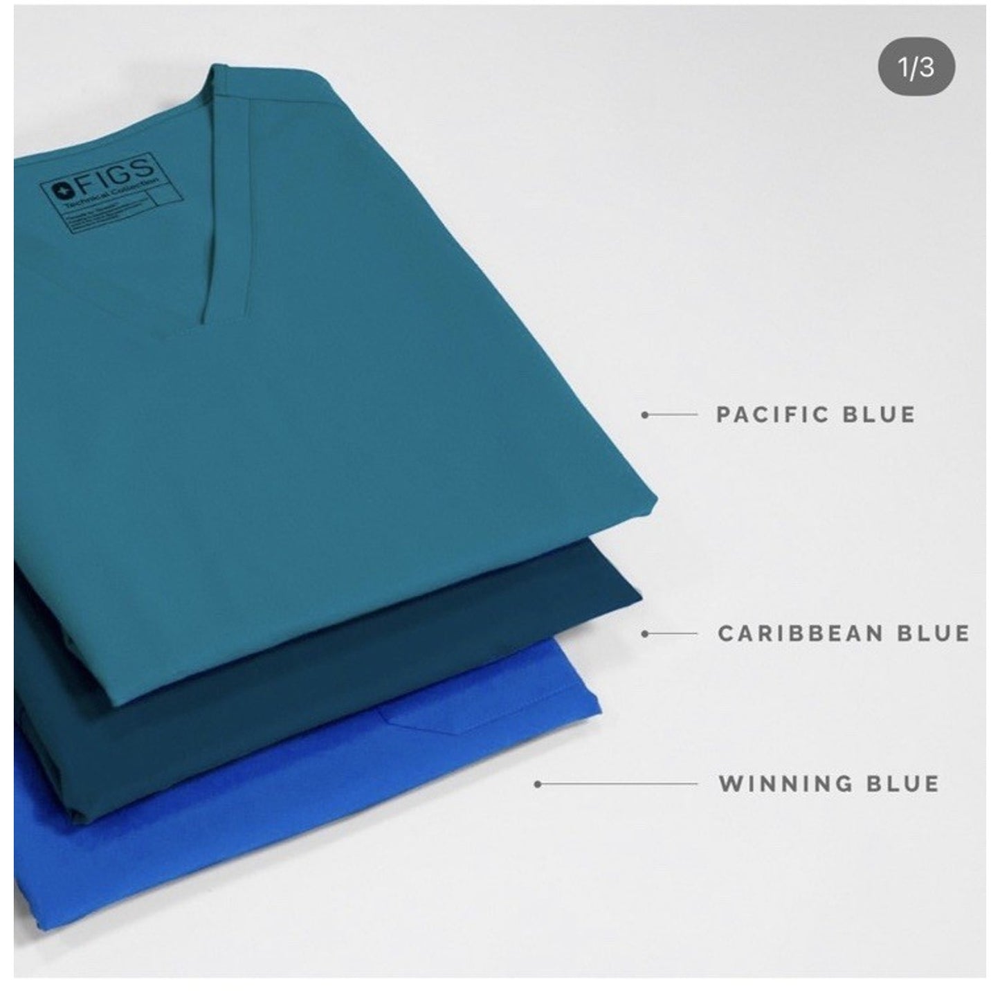 Figs Casma Three-Pocket (S) Scrub Top Pacific Blue Limited Edition PO 2133