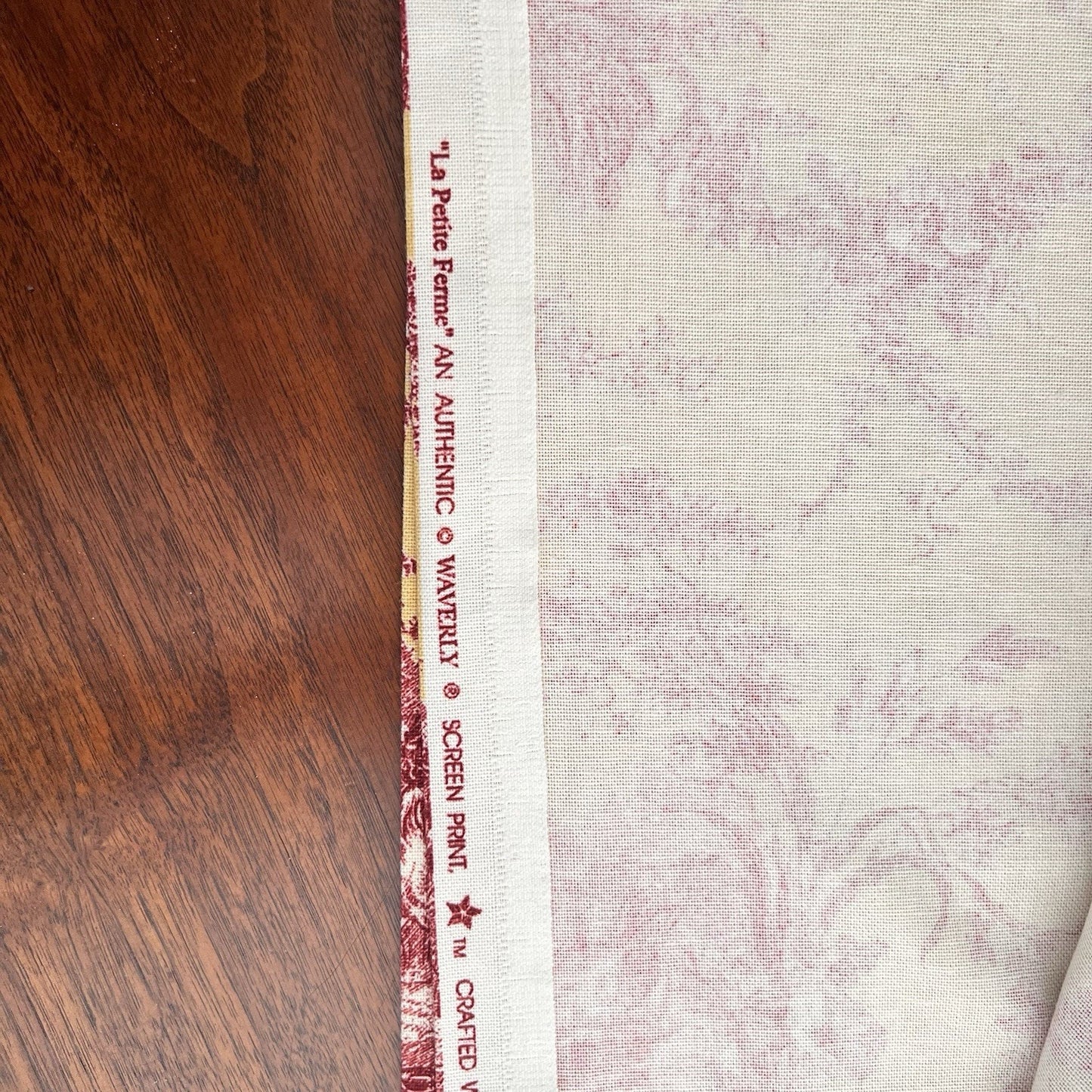 Waverly Fabric La Petite Ferme 6.6 Yards x 53” Pieced Yellow Red Rooster Toile