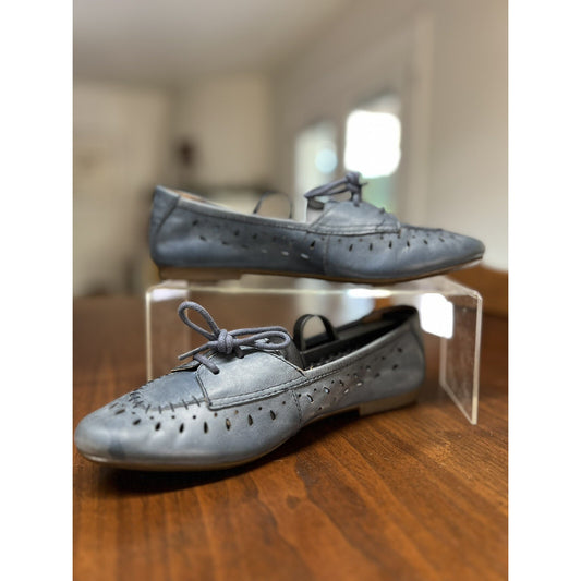 Born Women's Size 6 Shoes Blue Leather Comfort Slip On Loafer