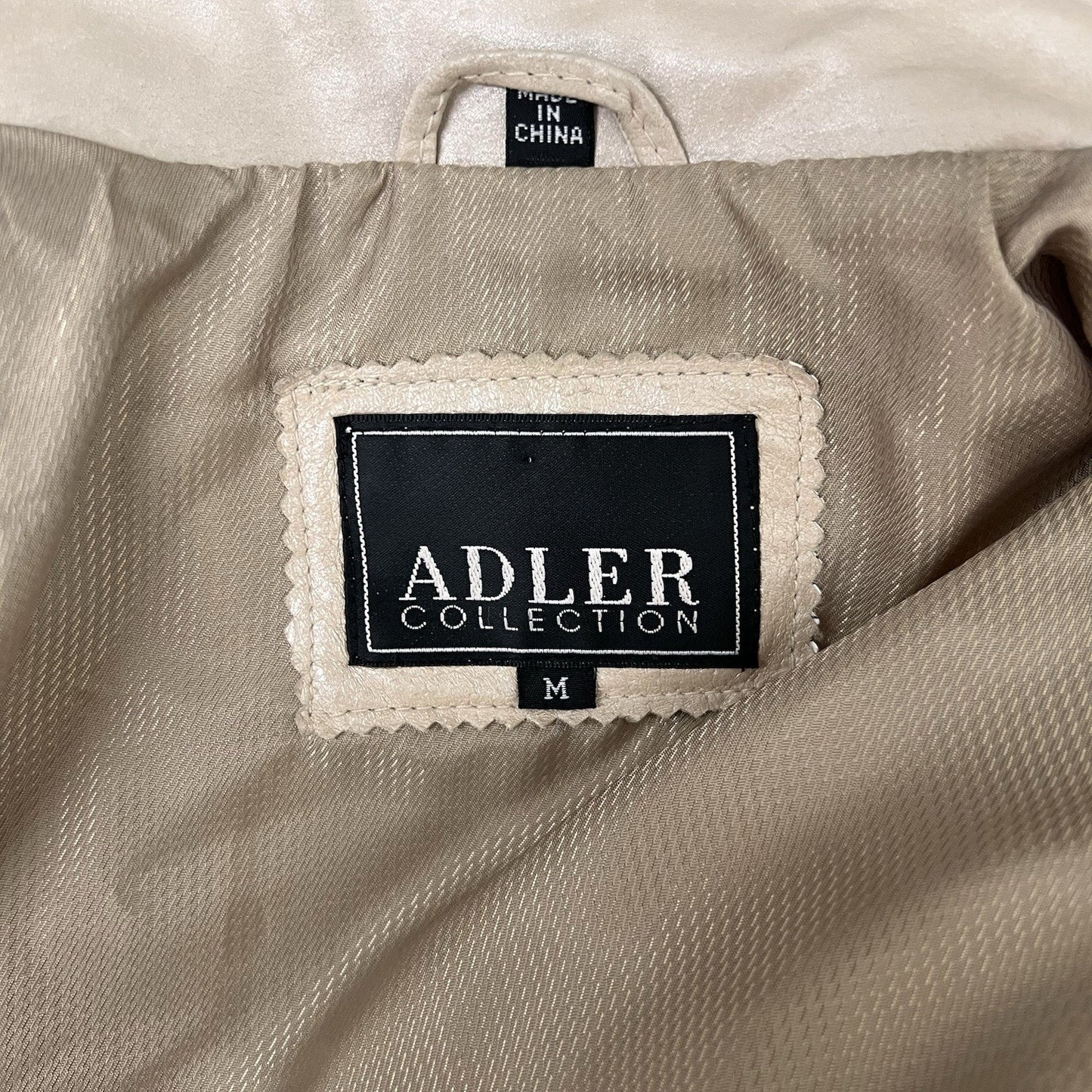 Adler Collection Women (M) Metallic Beige Leather Jacket 90s Y2K Vintage Classic