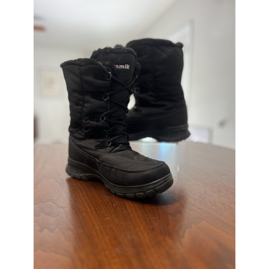 Kamik Brooklyn Women's Size 8 Black Waterproof Winter Snow Boots Fur Lined